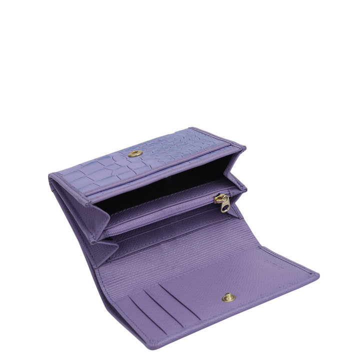 Croco Leather Ladies Wallet - Purple Haze