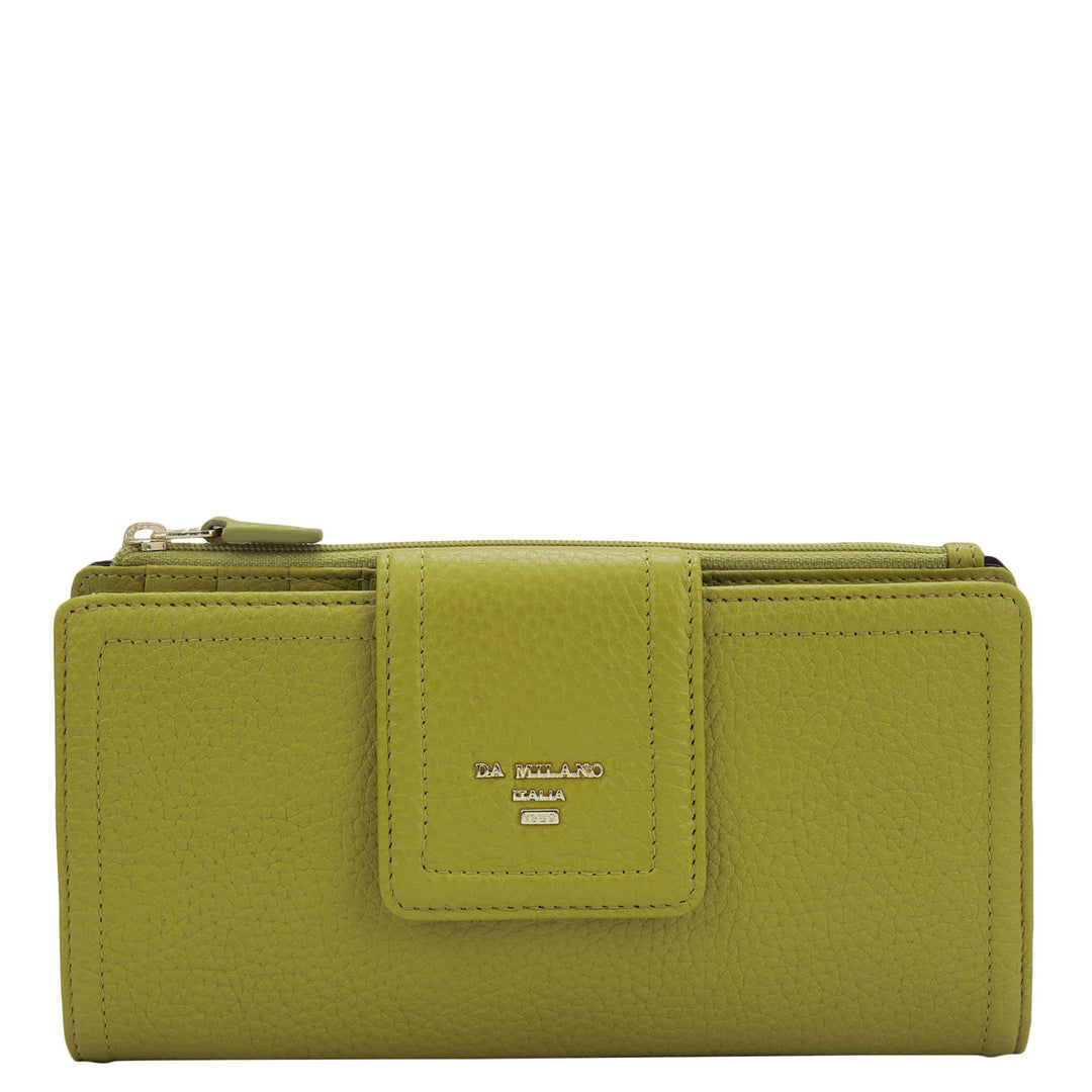 Wax Leather Ladies Wallet - Green Tea