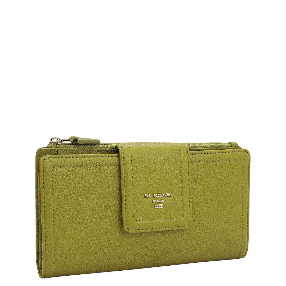 Wax Leather Ladies Wallet - Green Tea