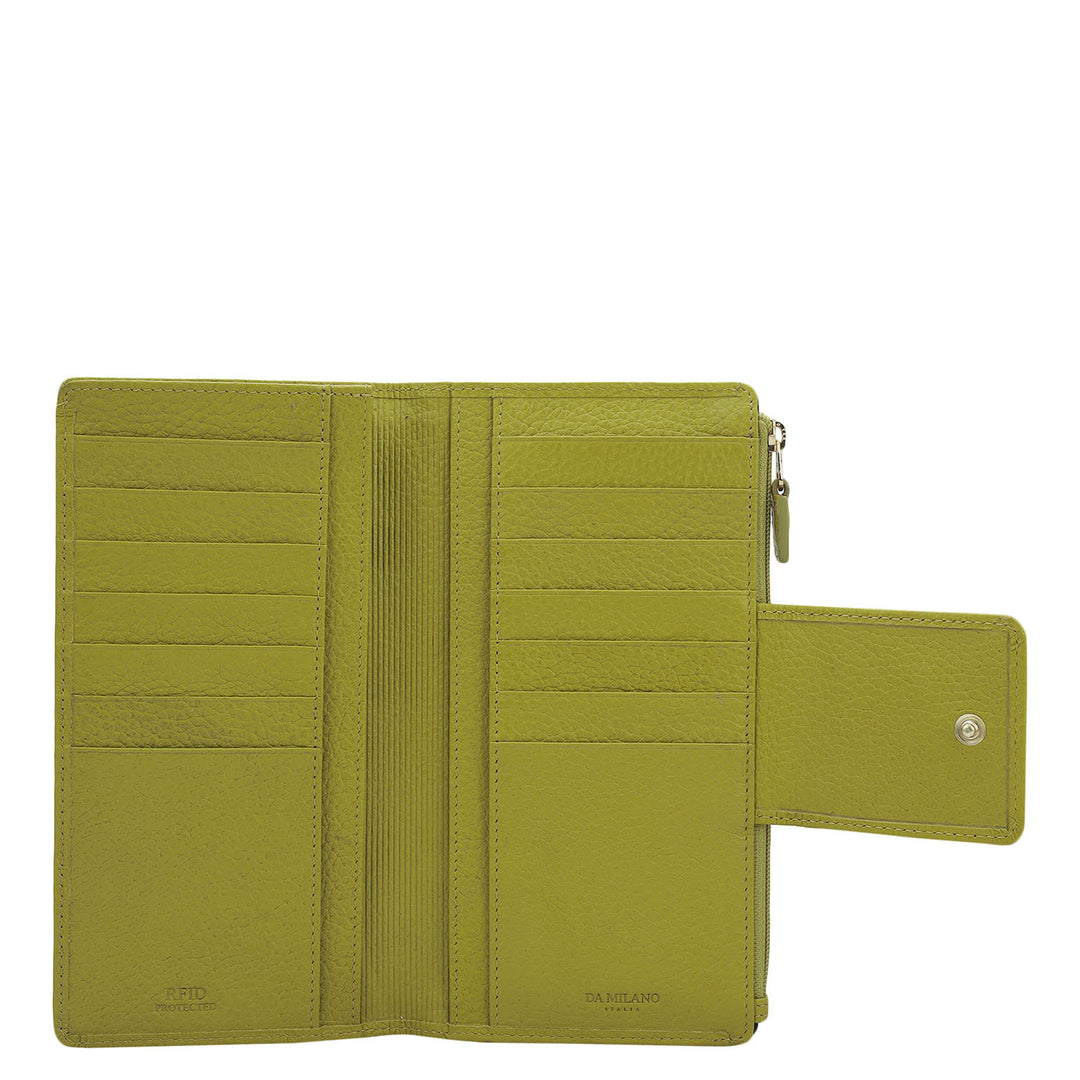 Wax Leather Ladies Wallet - Green Tea