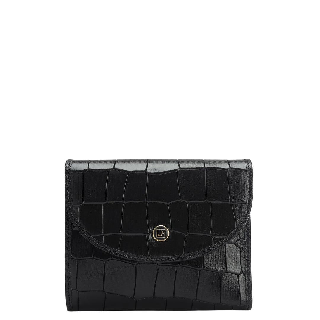 Croco Leather Ladies Wallet - Black