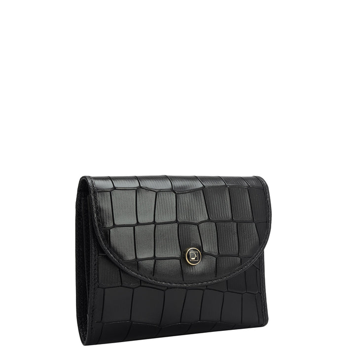 Croco Leather Ladies Wallet - Black