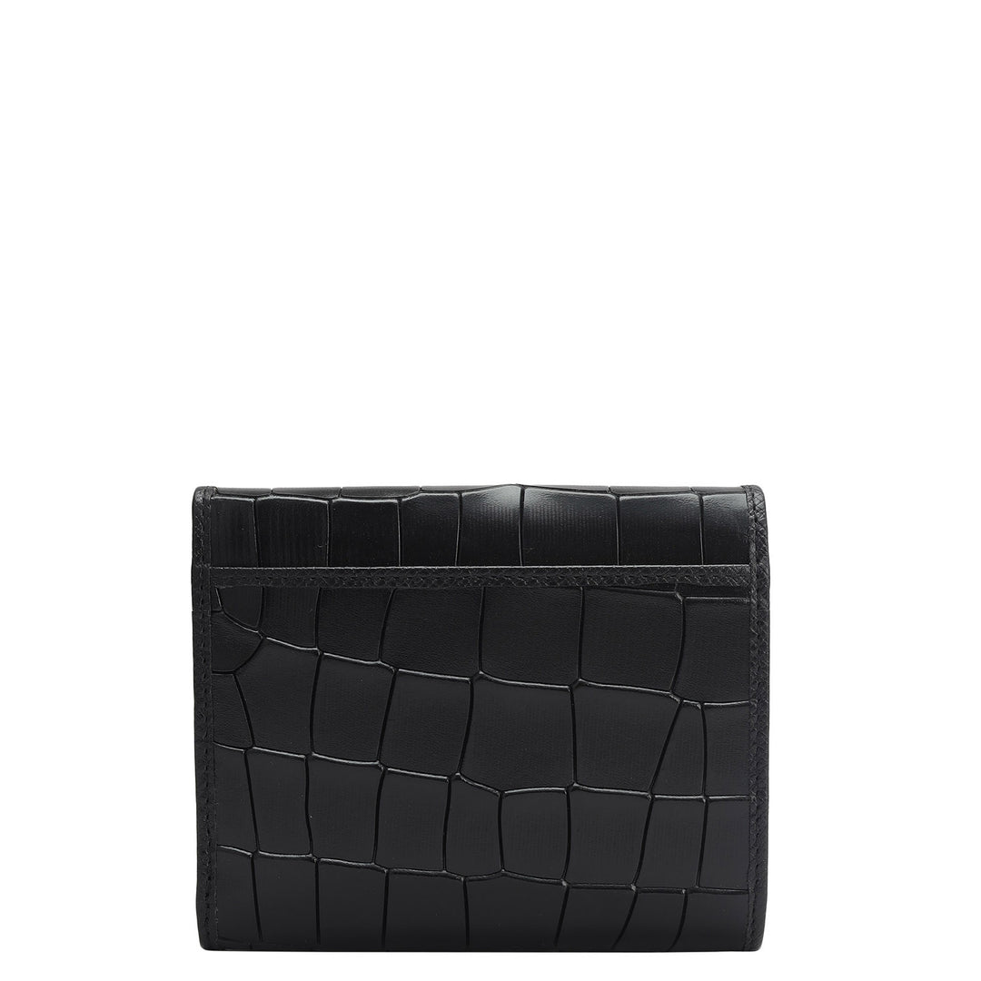 Croco Leather Ladies Wallet - Black