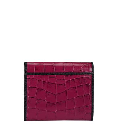 Croco Leather Ladies Wallet - Orchid