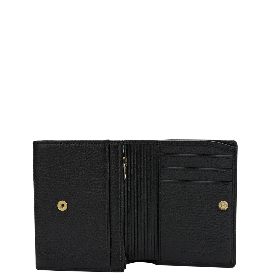 Wax Leather Ladies Wallet - Black