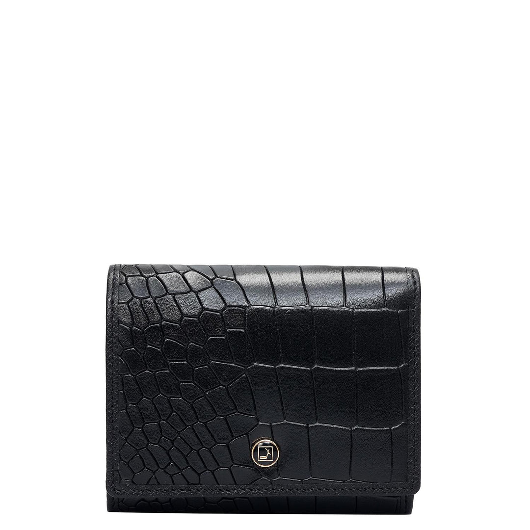Croco Leather Ladies Wallet - Black