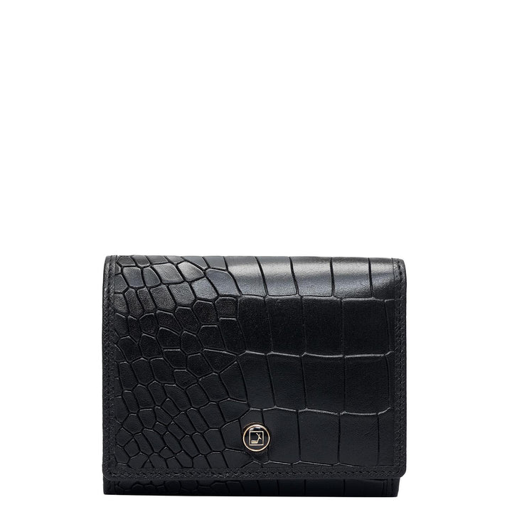 Croco Leather Ladies Wallet - Black