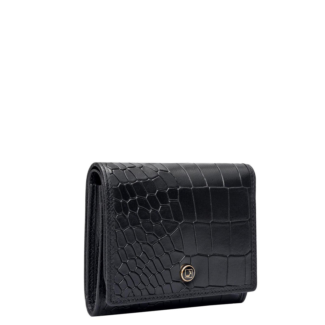 Croco Leather Ladies Wallet - Black