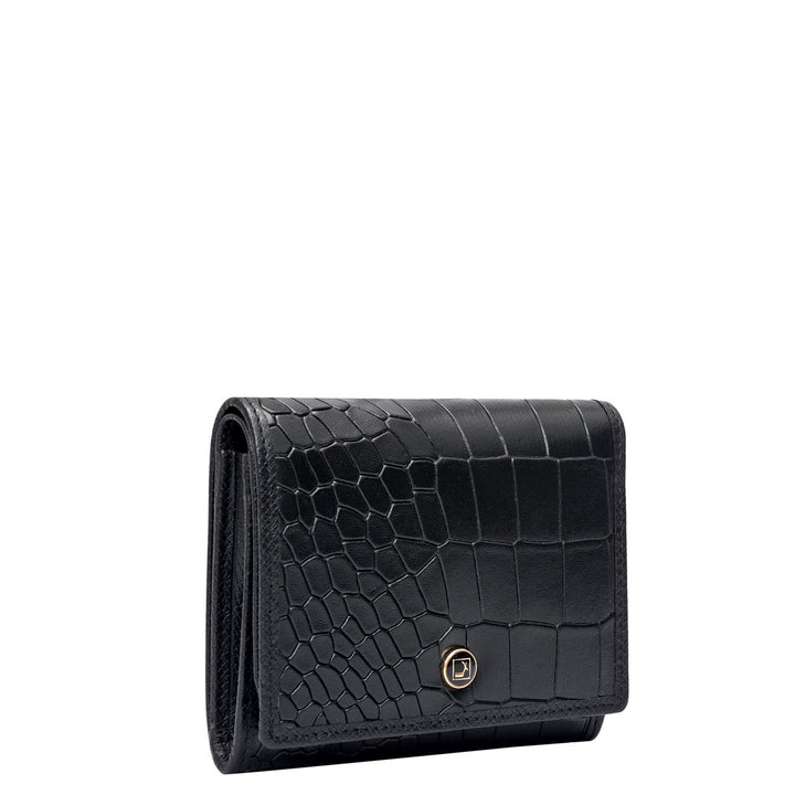 Croco Leather Ladies Wallet - Black