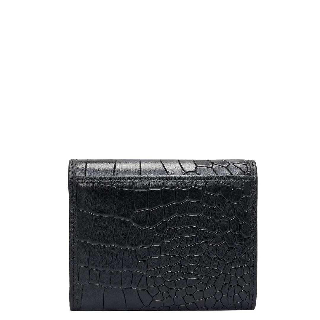 Croco Leather Ladies Wallet - Black