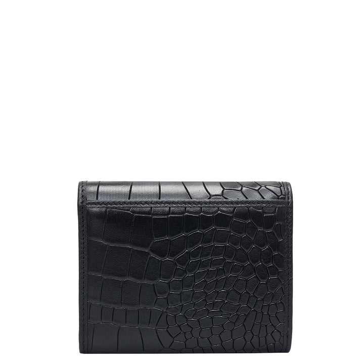 Croco Leather Ladies Wallet - Black