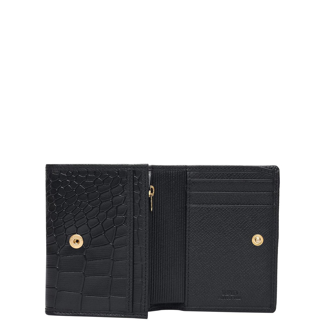Croco Leather Ladies Wallet - Black