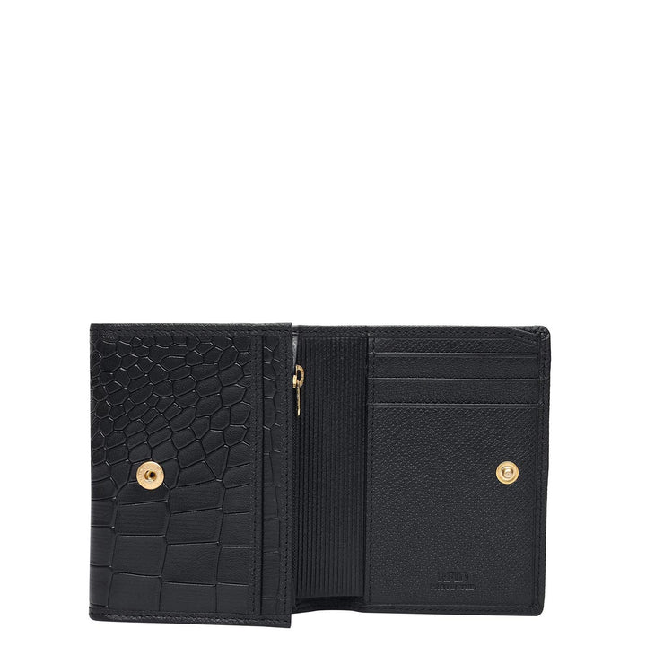 Croco Leather Ladies Wallet - Black