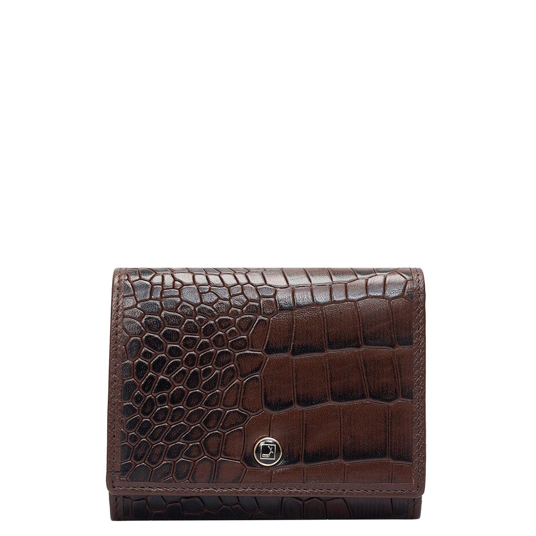 Croco Leather Ladies Wallet - Brown