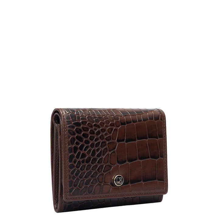 Croco Leather Ladies Wallet - Brown