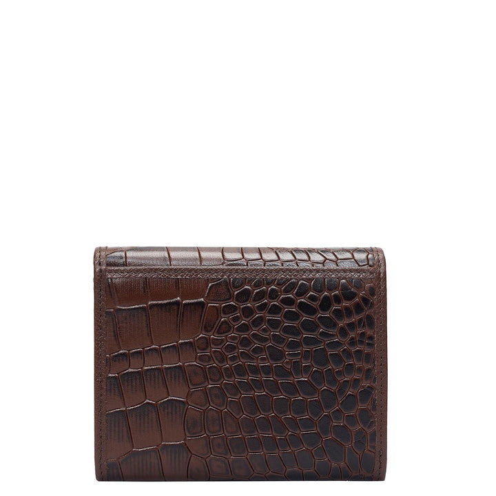 Croco Leather Ladies Wallet - Brown