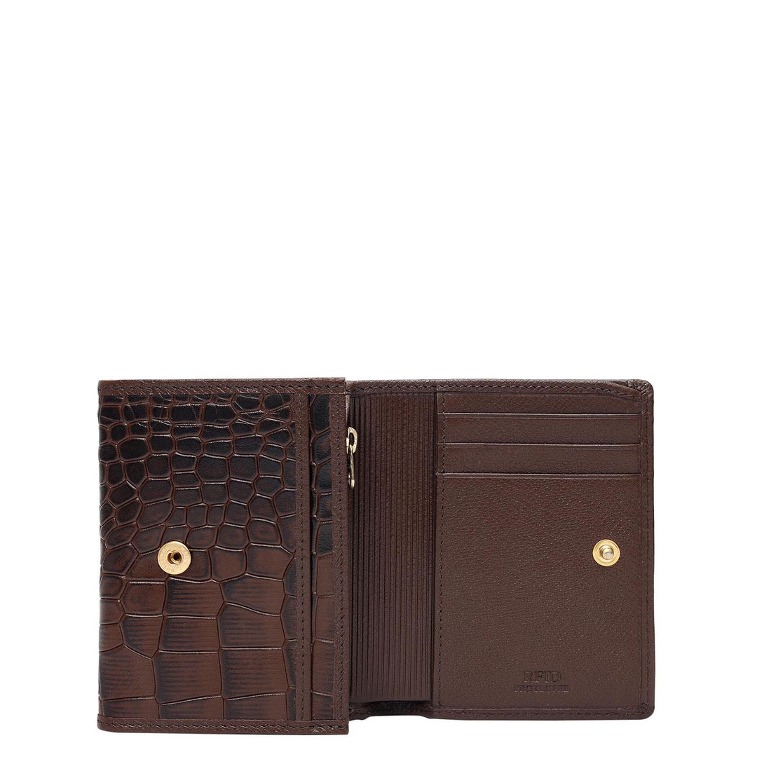 Croco Leather Ladies Wallet - Brown
