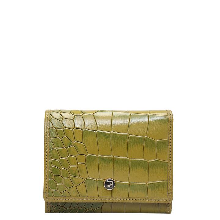 Croco Leather Ladies Wallet - Lime