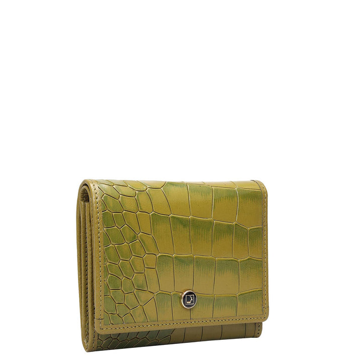 Croco Leather Ladies Wallet - Lime