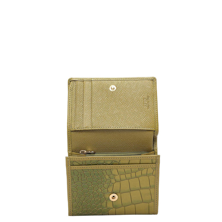 Croco Leather Ladies Wallet - Lime
