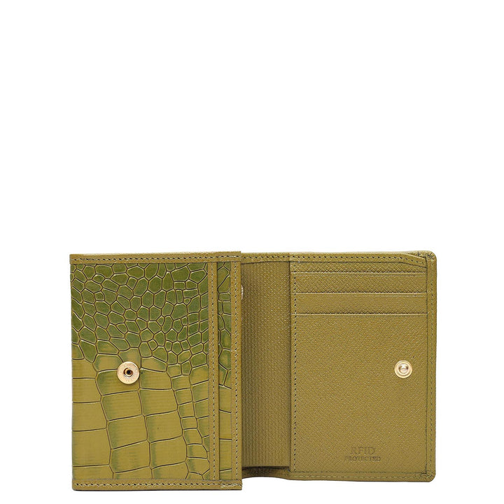 Croco Leather Ladies Wallet - Lime