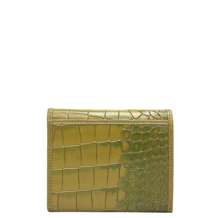 Croco Leather Ladies Wallet - Lime