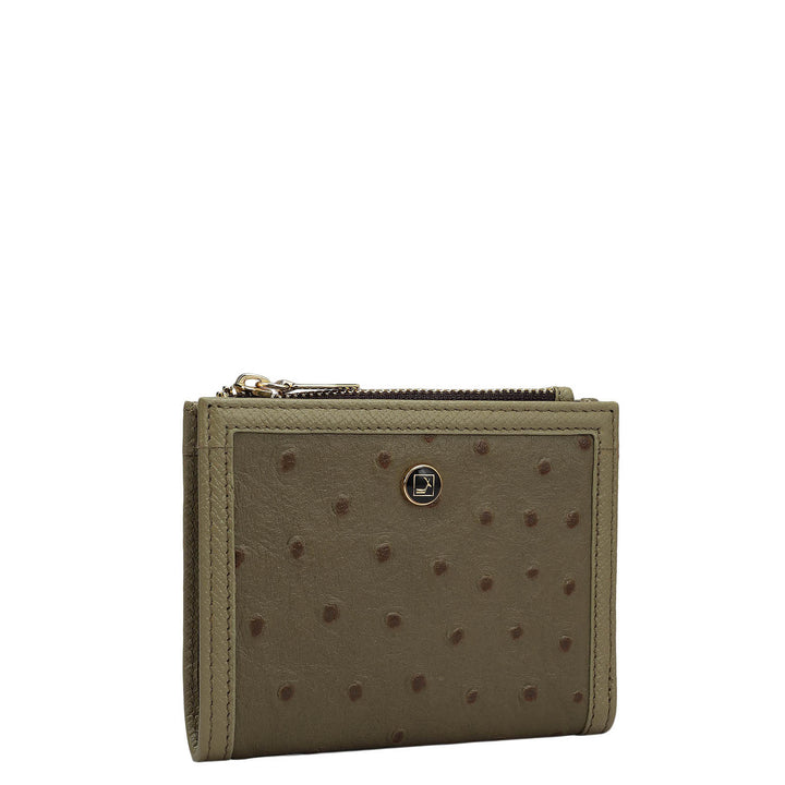 Ostrich Leather Ladies Wallet - Olive