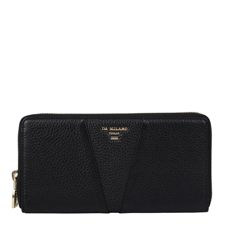 Wax Leather Ladies Wallet - Black