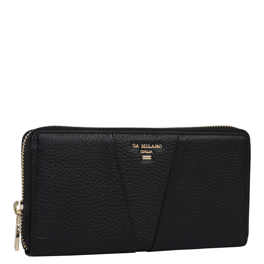 Wax Leather Ladies Wallet - Black