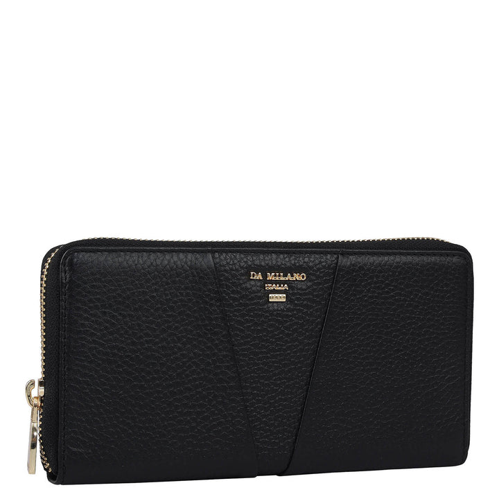 Wax Leather Ladies Wallet - Black