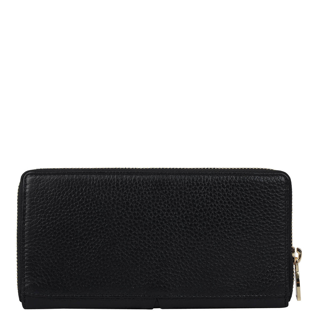 Wax Leather Ladies Wallet - Black