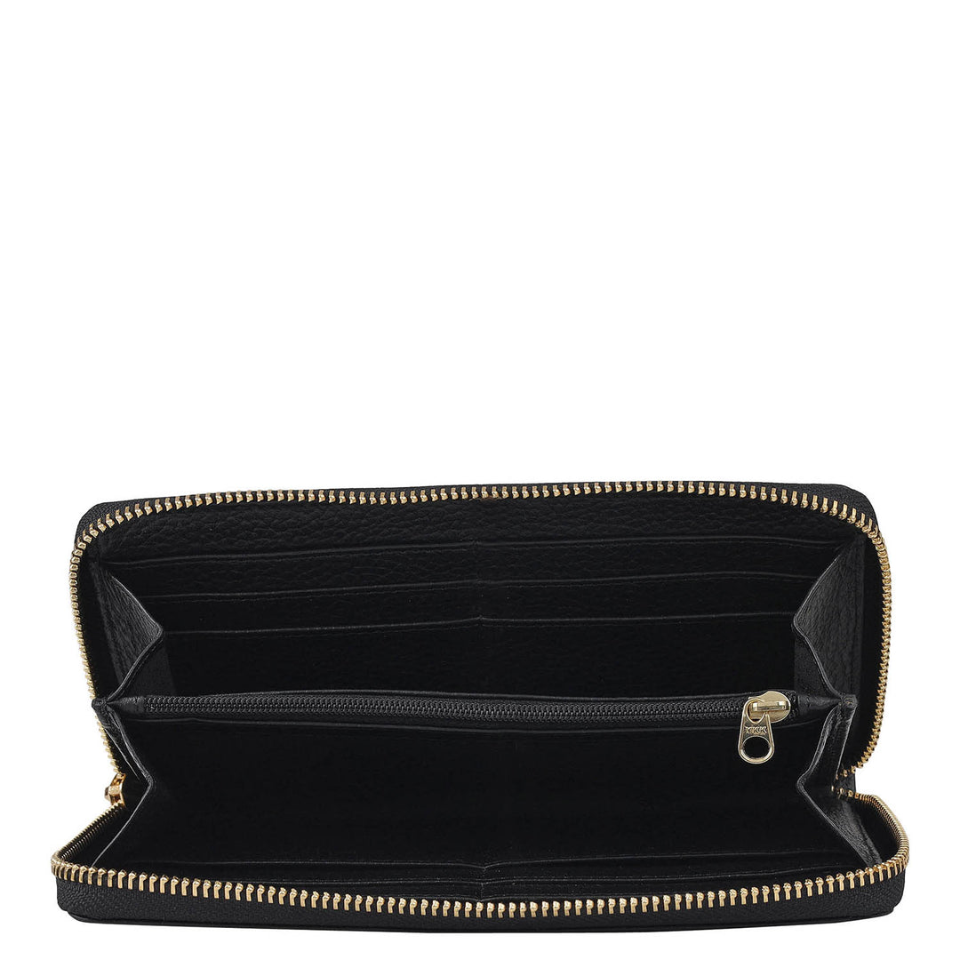 Wax Leather Ladies Wallet - Black