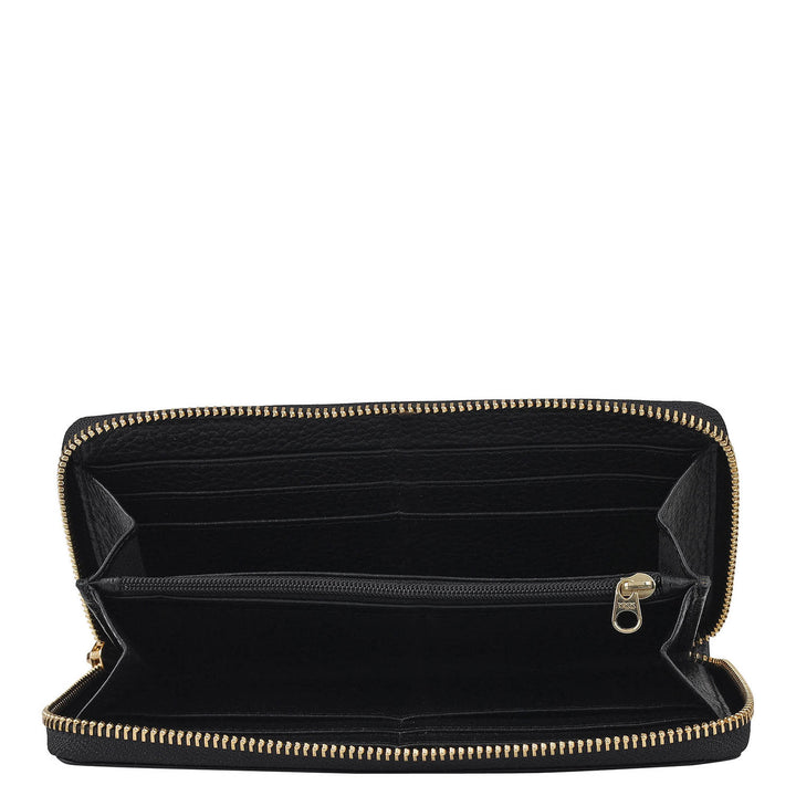 Wax Leather Ladies Wallet - Black