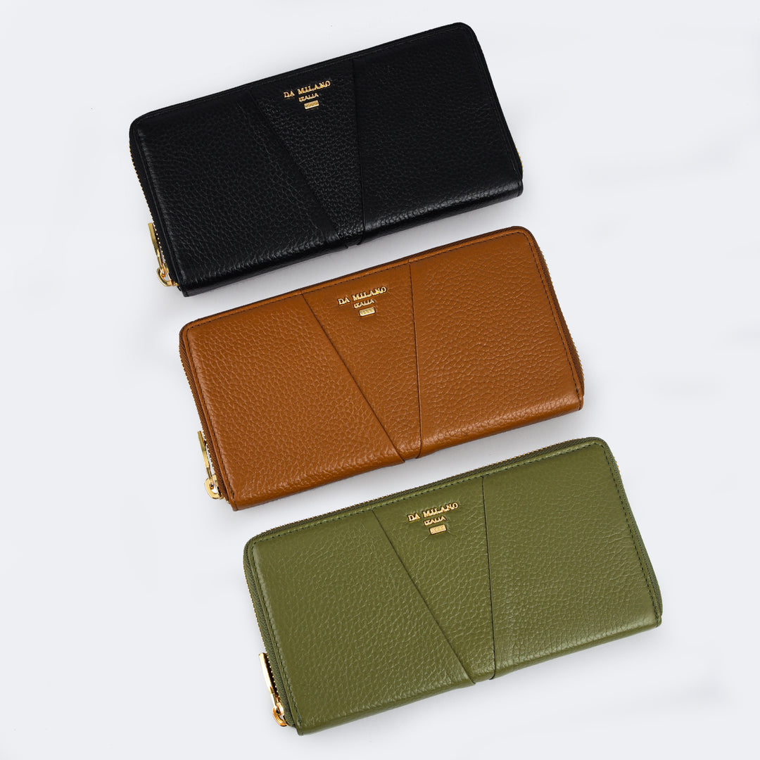 Wax Leather Ladies Wallet - Caramel