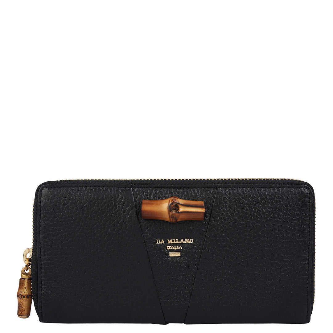 Wax Leather Ladies Wallet - Black