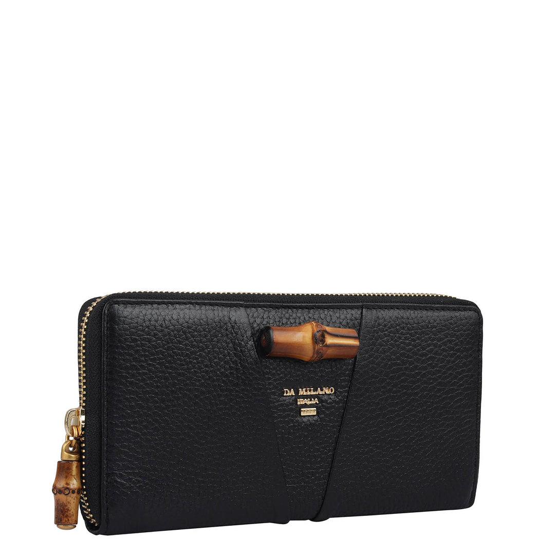 Wax Leather Ladies Wallet - Black