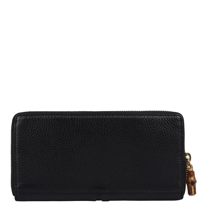 Wax Leather Ladies Wallet - Black
