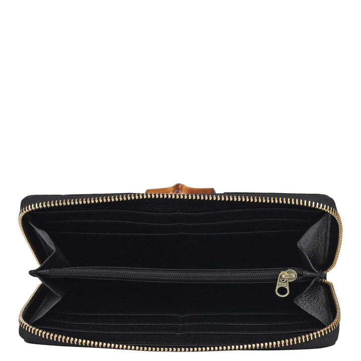 Wax Leather Ladies Wallet - Black