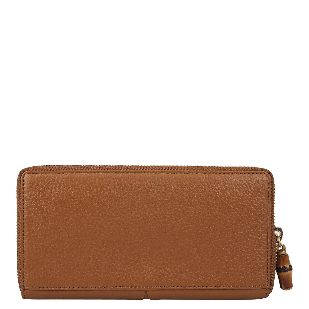 Wax Leather Ladies Wallet - Caramel