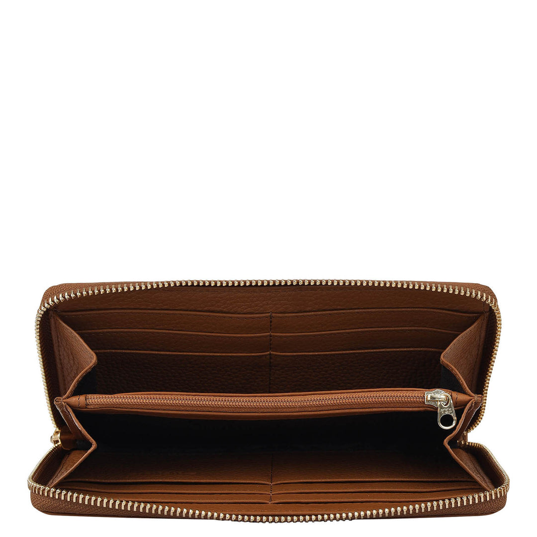 Wax Leather Ladies Wallet - Caramel