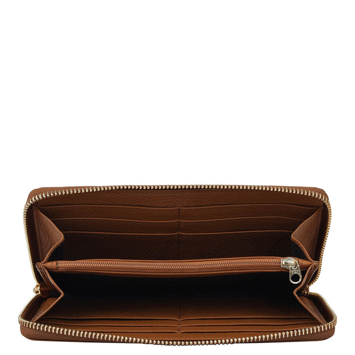 Wax Leather Ladies Wallet - Caramel