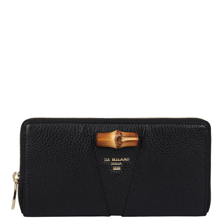 Wax Leather Ladies Wallet - Black