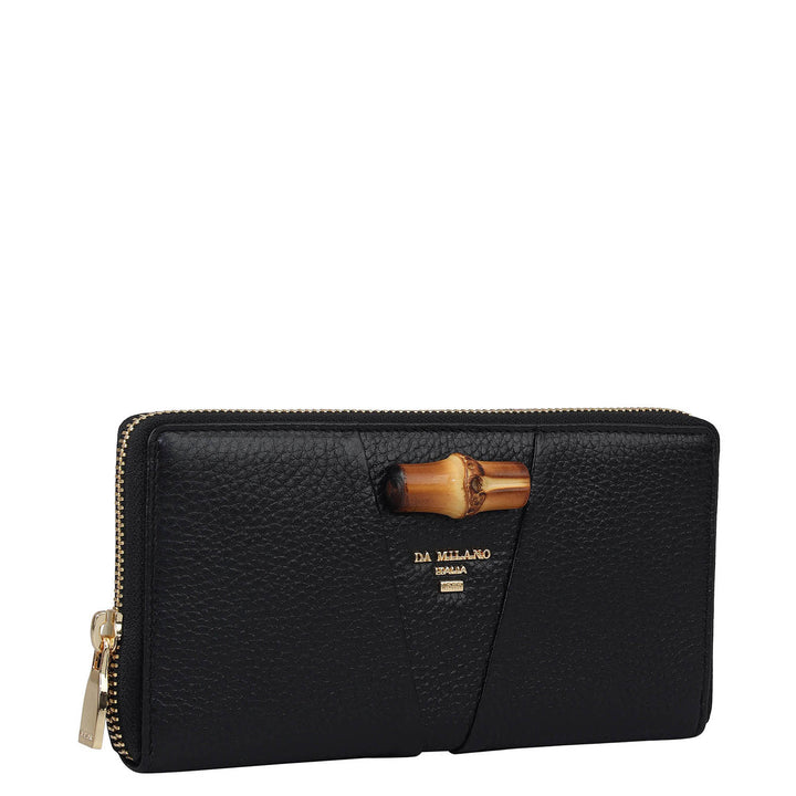 Wax Leather Ladies Wallet - Black