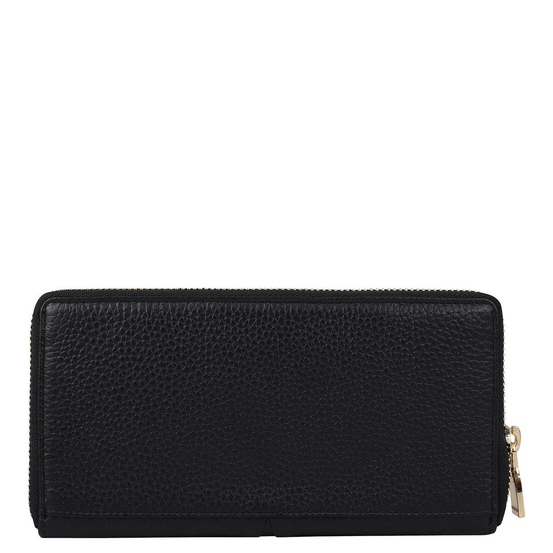 Wax Leather Ladies Wallet - Black