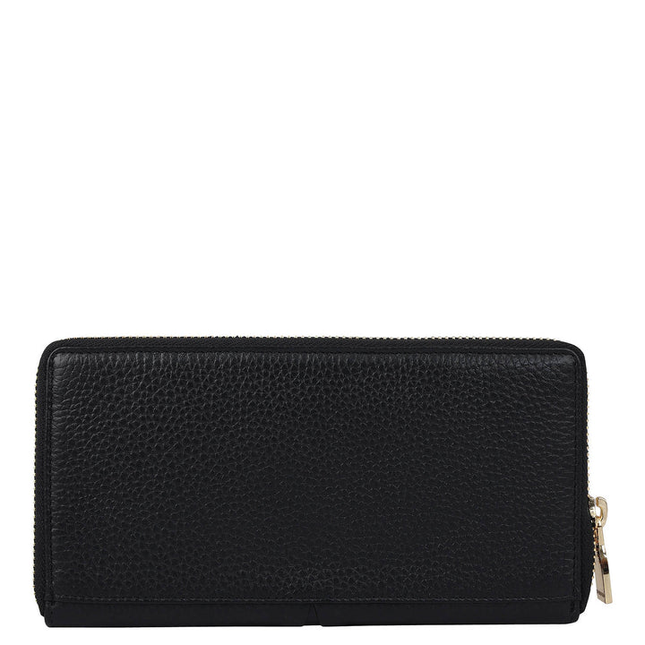 Wax Leather Ladies Wallet - Black