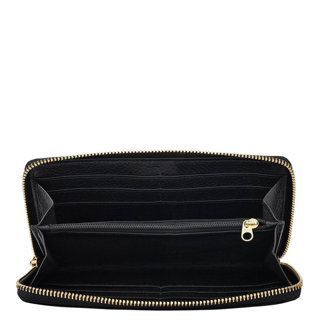 Wax Leather Ladies Wallet - Black