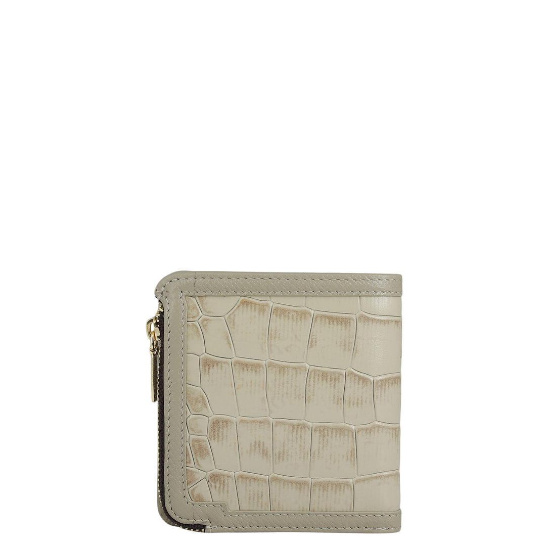 Croco Leather Ladies Wallet - Frost