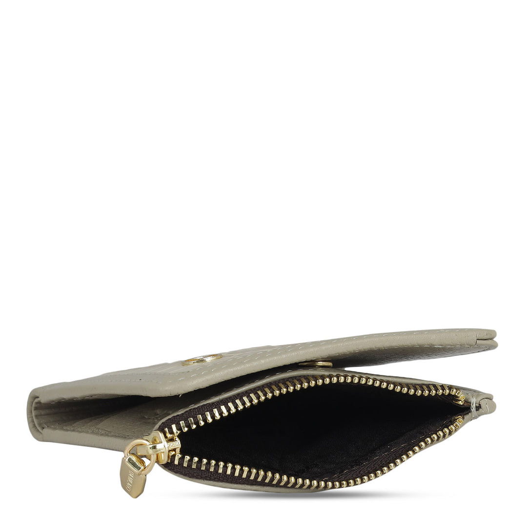 Croco Leather Ladies Wallet - Frost