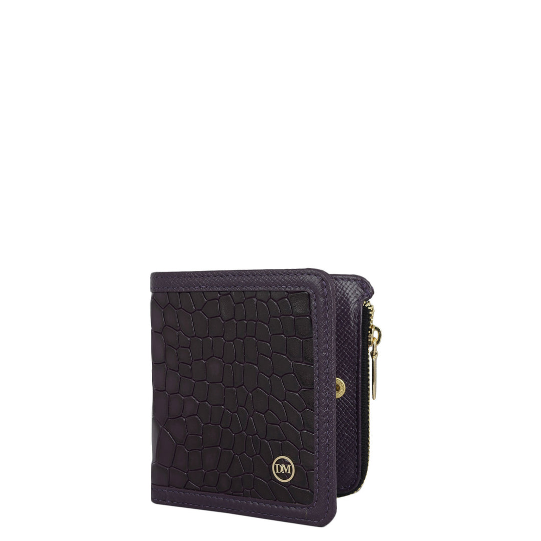Croco Leather Ladies Wallet - Grapevine