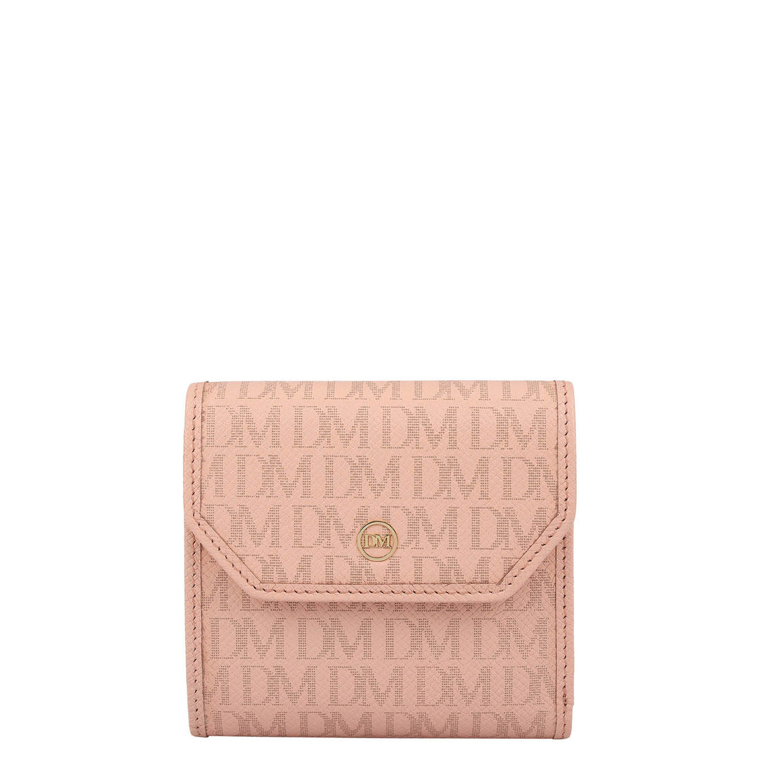 Monogram Leather Ladies Wallet - Peach